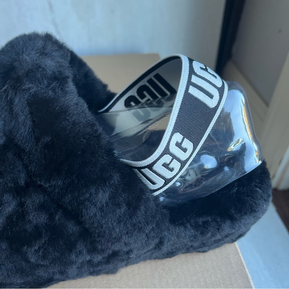 Ugg Fluff Yeah Slides In Black Nwt Size 8 - image 2